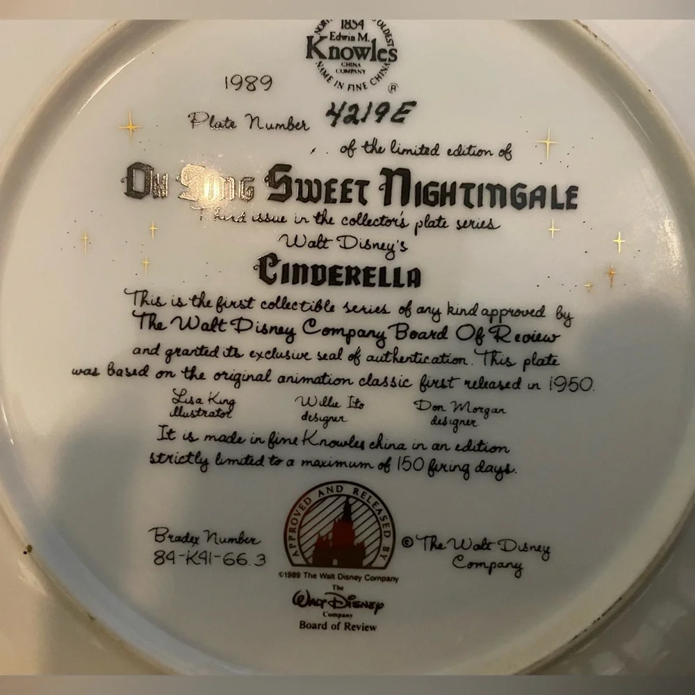 Disney Cinderella Plate with Blue and Brown Accents